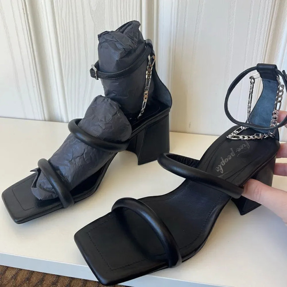 Free People Parker Chain Heel size 7.5 NEW in black womens shoes Y2K 90s - Picture 5 of 9
